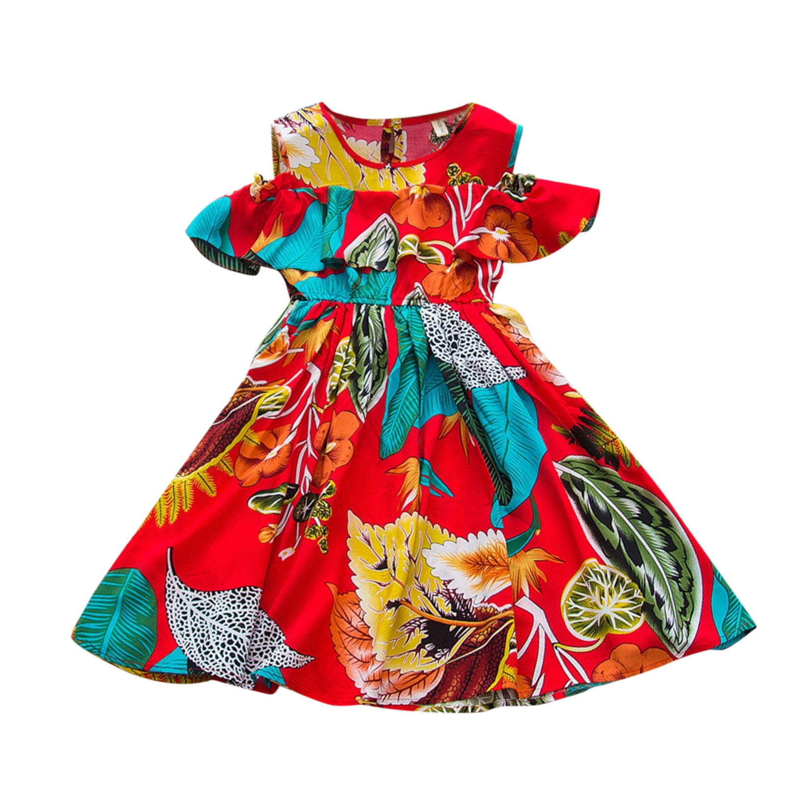ZHAGHMIN Girls Dress Formal Kids Girls Sleeveless Ruffles Beach