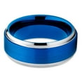 thumbnail image 2 of 8mm Brushed Blue Tungsten Carbide Ring Polished Silver Unique Edges Wedding Band (6), 2 of 3