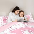 thumbnail image 4 of Erosebridal Girls D Personalized Initial Full Size Comforter Sets 3 Pieces,Teens Kawaii Pink Bowknot Bedding Sets,Pink Reversible, 4 of 6