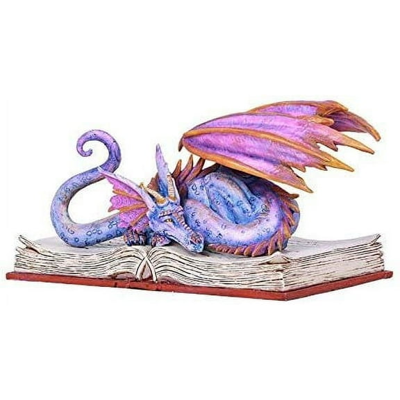 Pacific Giftware Amy Brown Book Purple Dragon Book Wyrm Dragon Statue Home Decor