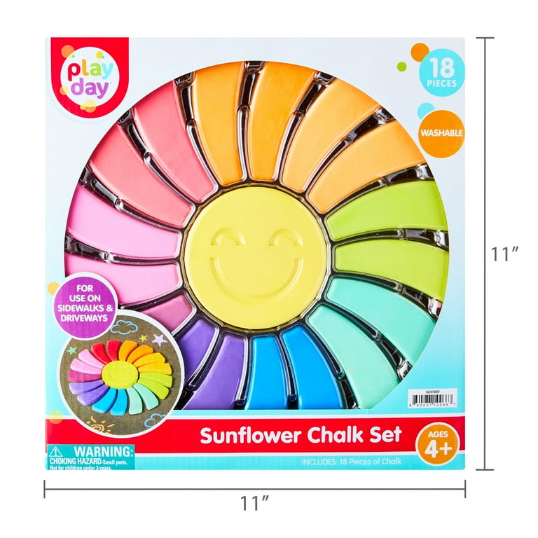 Play Day Sunflower Sidewalk Chalk Set 18-Piece Multicolor