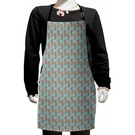 

Cartoon Kids Apron Orange Tiger Animal Zoology Leaves Ornaments Nursery Themed Layout Boys Girls Apron Bib with Adjustable Ties for Cooking Baking Painting Burnt Sienna and Pale Teal by Ambesonne