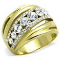 thumbnail image 1 of Women IP Gold Stainless Steel Ring with Top Grade Crystal in Clear - Size 6, 1 of 1
