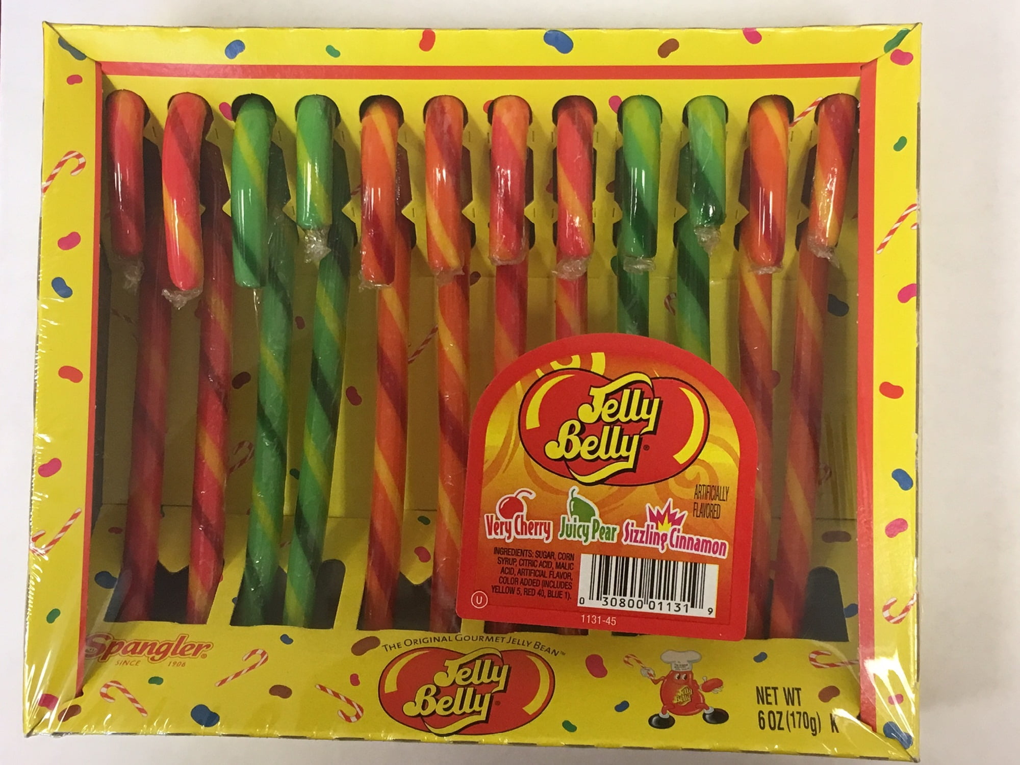 Jelly Belly, Candy Canes Very Cherry, Juicy Pear, Cinnamon 12 Canes