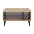 thumbnail image 4 of CorLiving Cole Rectangle Engineered Wood Indoor Coffee Table with 4 Open Shelves, Light Brown/Grey, 4 of 9