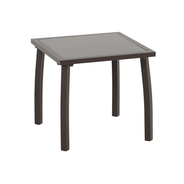 Outdoor Side Table, Patio Square End Table with Tempered Glass Top