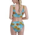 thumbnail image 3 of Vsdgher Womens High Waisted Bikini Sets Two Piece Swimsuit Sunflowers Print Tummy Control Bathing Suit-Large, 3 of 8