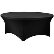 Black 60 Inch 5 Foot Round Stretch Spandex Tablecover