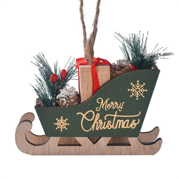 Neoyler Christmas Wooden Sled Ornaments Christmas Tree Decorations with Lifelike Details for Holiday Decor In Home or Hotel Suit Gift Idea 4.7in Green