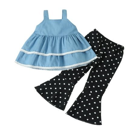 

Baby Girl Clothes And Shoes Kids Toddler Girls Clothes Casual Sleeveless Strap Soild Top Dots Pants 2pcs Outfits Set Items Girls