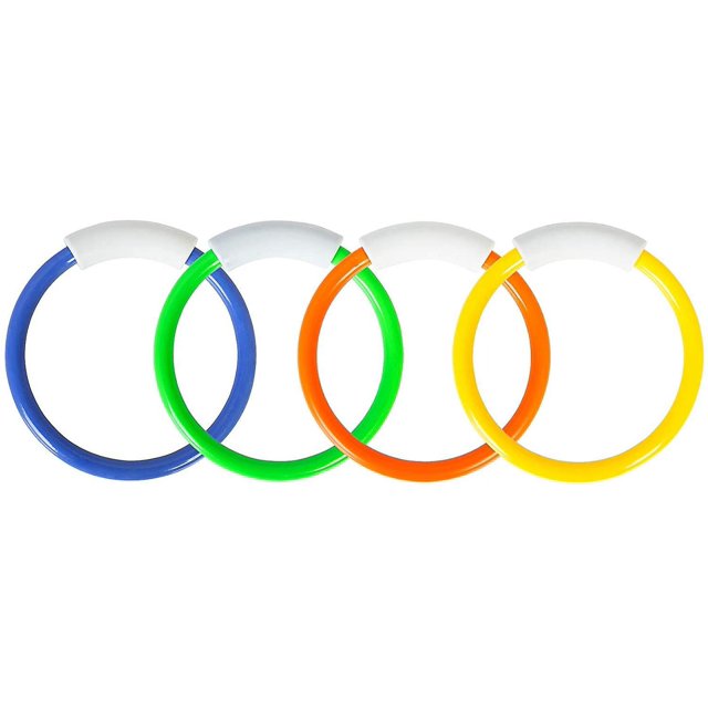 7.8 x 5.87 x 2.09 inchesRedPaquete de 4 juguetes de buceo en piscina, anillos de buceo para piscina de agua, juguetes para niños, coloridos, fáciles de encontrar y agarrar