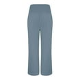 thumbnail image 5 of Blue Women's Casual Pants Linen Wide Leg Pants Women Summer Casual Drawstring Elastic High Waist Trousers Beach Trendy Palazzo Pant Trousers With Pockets Womens Work Pants, 5 of 6