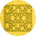 thumbnail image 1 of Ahgly Company Indoor Round Oriental Yellow Traditional Area Rugs, 3' Round, 1 of 4