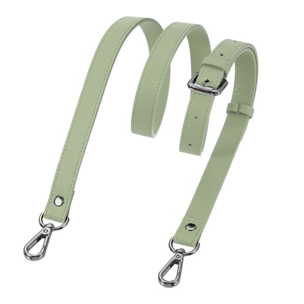 Correa de bolso de cuero genuino de 0.6" para bolso (Verde Lago, Hebilla Negra)
