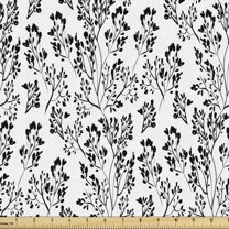 Ambesonne Nature Fabric by the Yard Upholstery, Abstract Achromatic Trees, 1 Yard, Charcoal Grey and White
