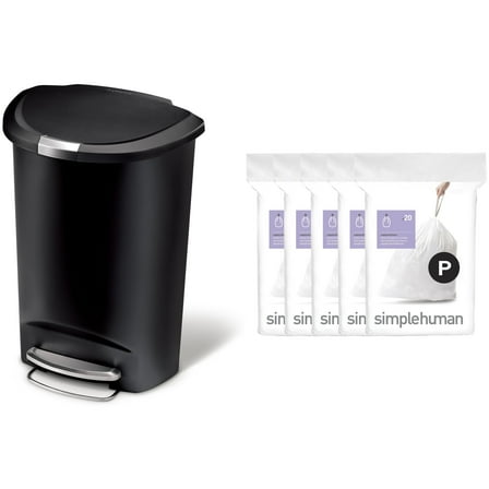 simplehuman 13 Gallon Trash Can and Code P Trash Bag Combo