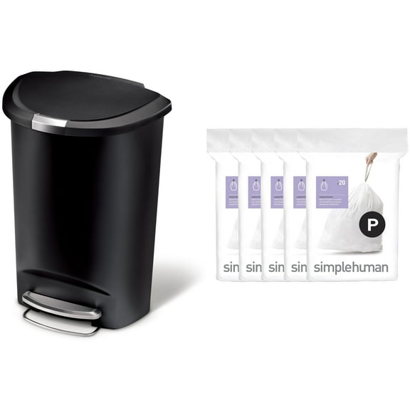 simplehuman 13 Gallon Trash Can and Code P Trash Bag Combo