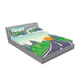 thumbnail image 2 of Ambesonne Landscape Fitted Sheet & Pillow Sham Set, Road Trip Forest, Full, Multicolor, 2 of 2