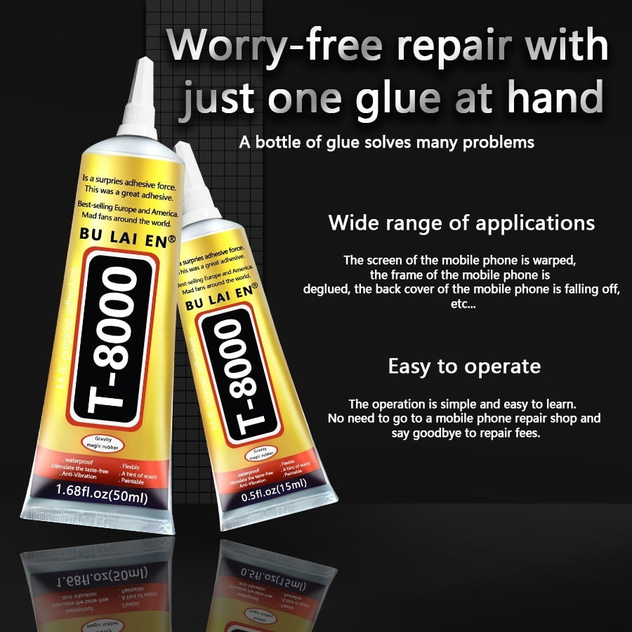 12 Count Upgrade T-8000 3.88oz Transparent Elastic Adhesive, Heavy Duty Bonding Glue for Plastic, Rubber, Jewelry, Cell Phone Repair and Household Daily Maintenance