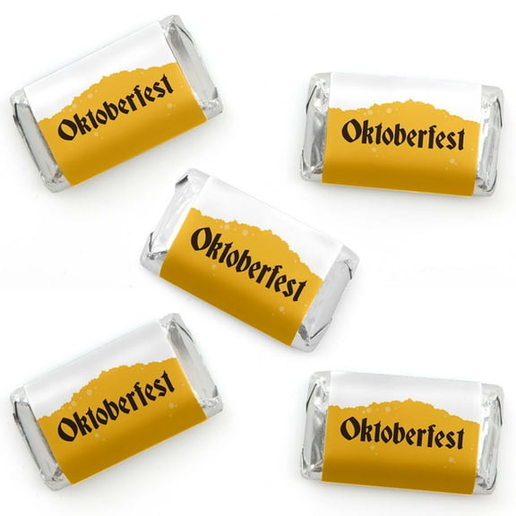 Big Dot of Happiness Oktoberfest - Mini Candy Bar Wrapper Stickers - Beer Festival Small Favors - 40 Count