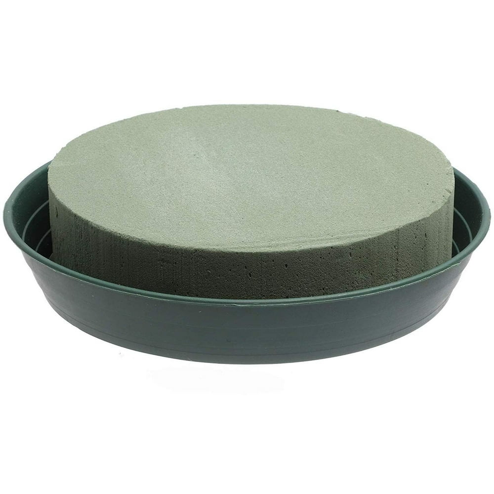 2 Pack 8.5 In Round Wet Floral Flower Foam Base Arrangement Set for