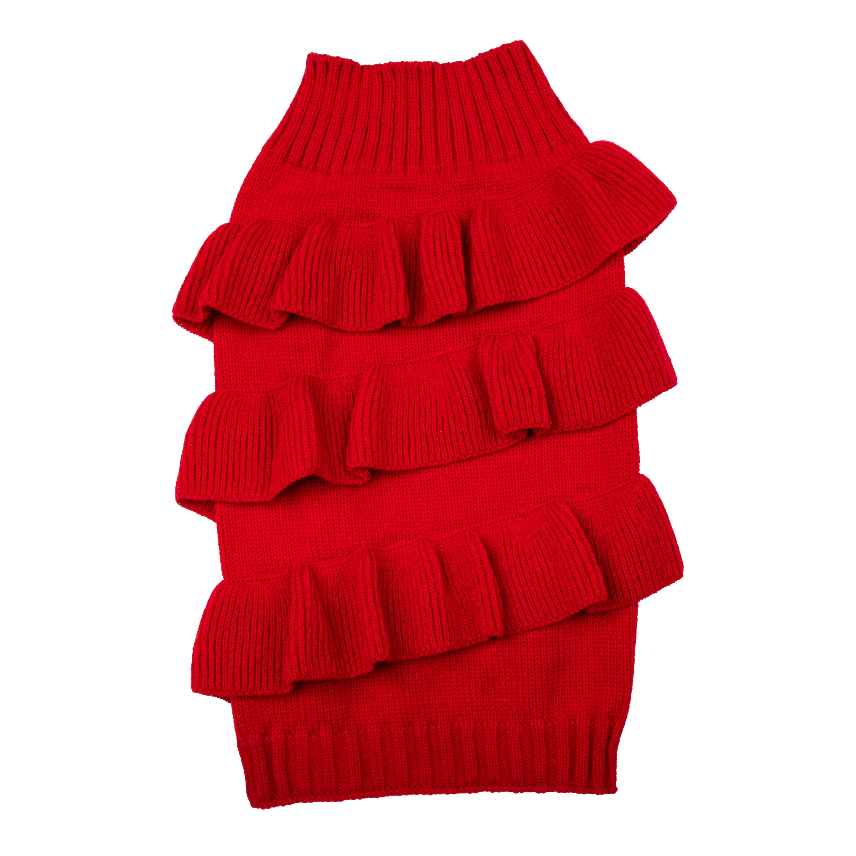 Christian Siriano, Dog Clothes Ruffle Dog or Cat Sweater, Red, S