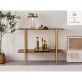 thumbnail image 3 of Rectangle Coffee Table Mid-Century Modern Design L W x H for Living Room - Structure Amber Glass Top and Walnut MDF Shelf Sleek Conical Metal Legs with Gold Finish, 3 of 8