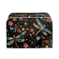 Yuyamidu Hippie Dragonfly Toaster Covers 4 Slice Bread Maker Protection Cover Floral Quilted Toaster Oven Dust Cover Wide Slot Kitchen Appliance Dustproof Cover