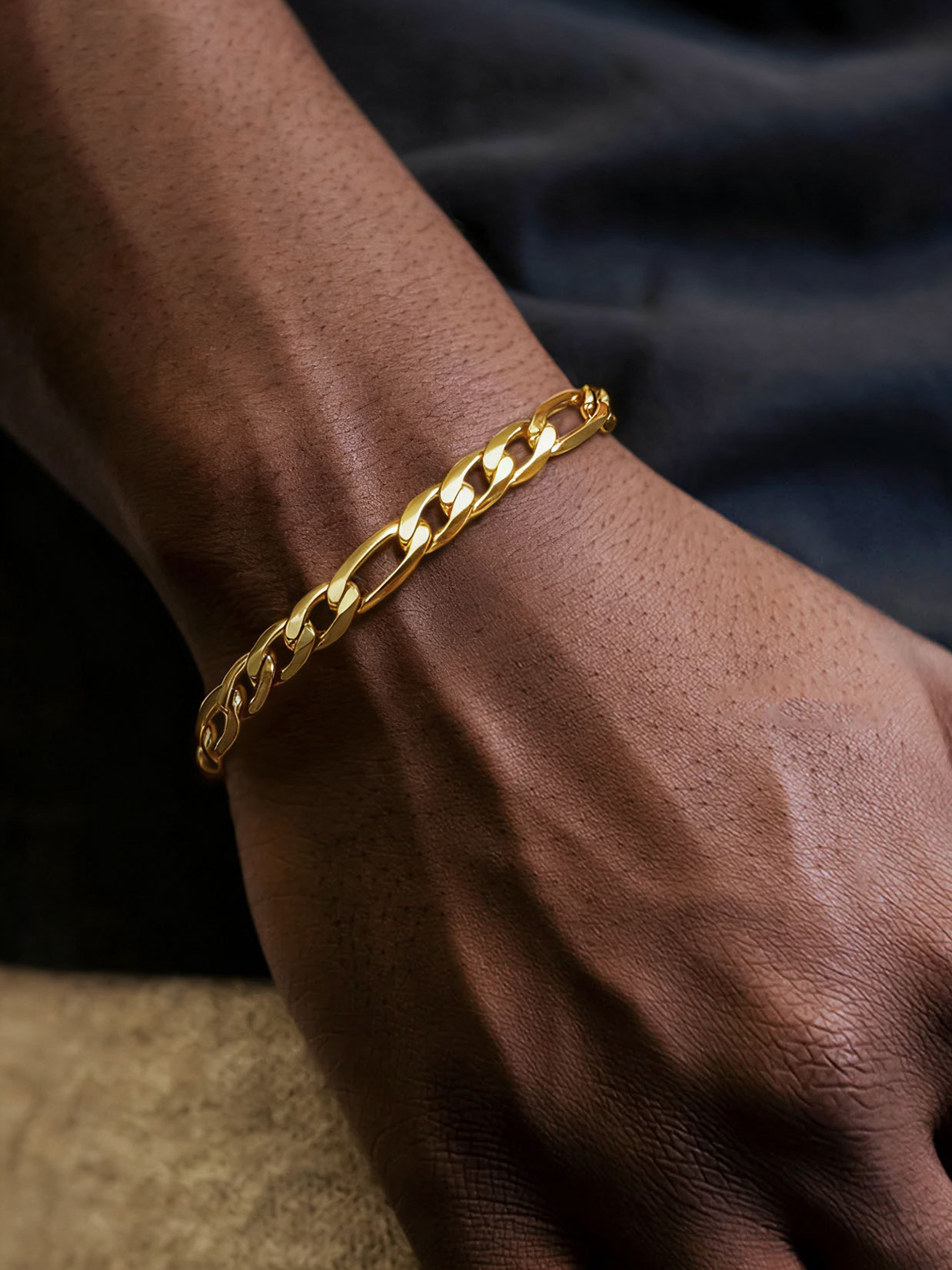 ChainsProMax Gold Plated Figaro Chain Bracelet photo 2