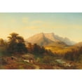 thumbnail image 2 of August Becker 14x11 Black Ornate Wood Framed Double Matted Museum Art Print Titled: View of the Untersberg in the Evening Light, 2 of 5