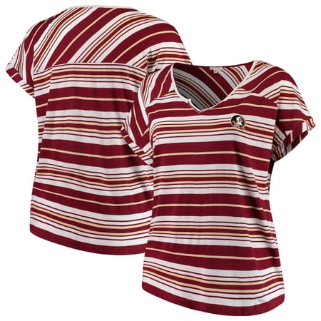 State University Plush - Florida State Seminoles Women's Plus Size Tailgate Notch Neck T-Shirt - Garnet