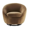 thumbnail image 7 of Armchair Swivel Accent Chair, Black Brown, Velvet, Modern Contemporary, Living Lounge Cafe Room Hotel Lobby Hospitality, 7 of 7