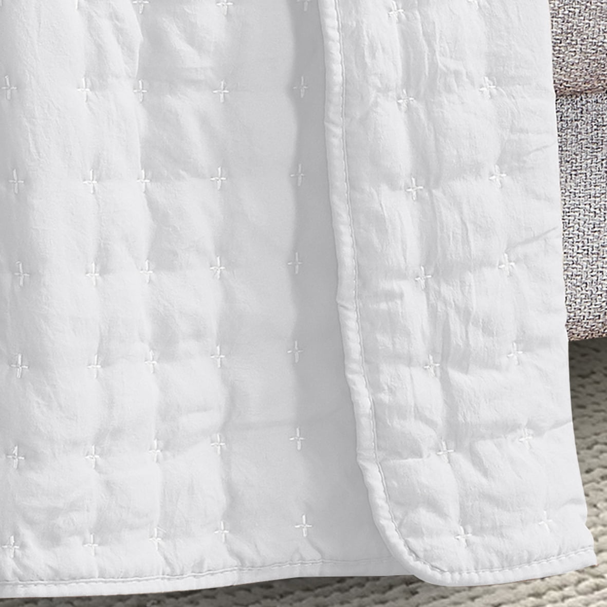 Harper Lane Ruse Cross Stitch Throw White