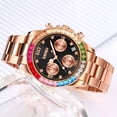 thumbnail image 3 of Women Colorful Diamond Watches Chronograph Rotatable Bezel Mineral Glass Luminous Watch Stainless Steel Waterproof Date Analog Quartz Watch Fashion Business Dress Wristwatch, 3 of 5