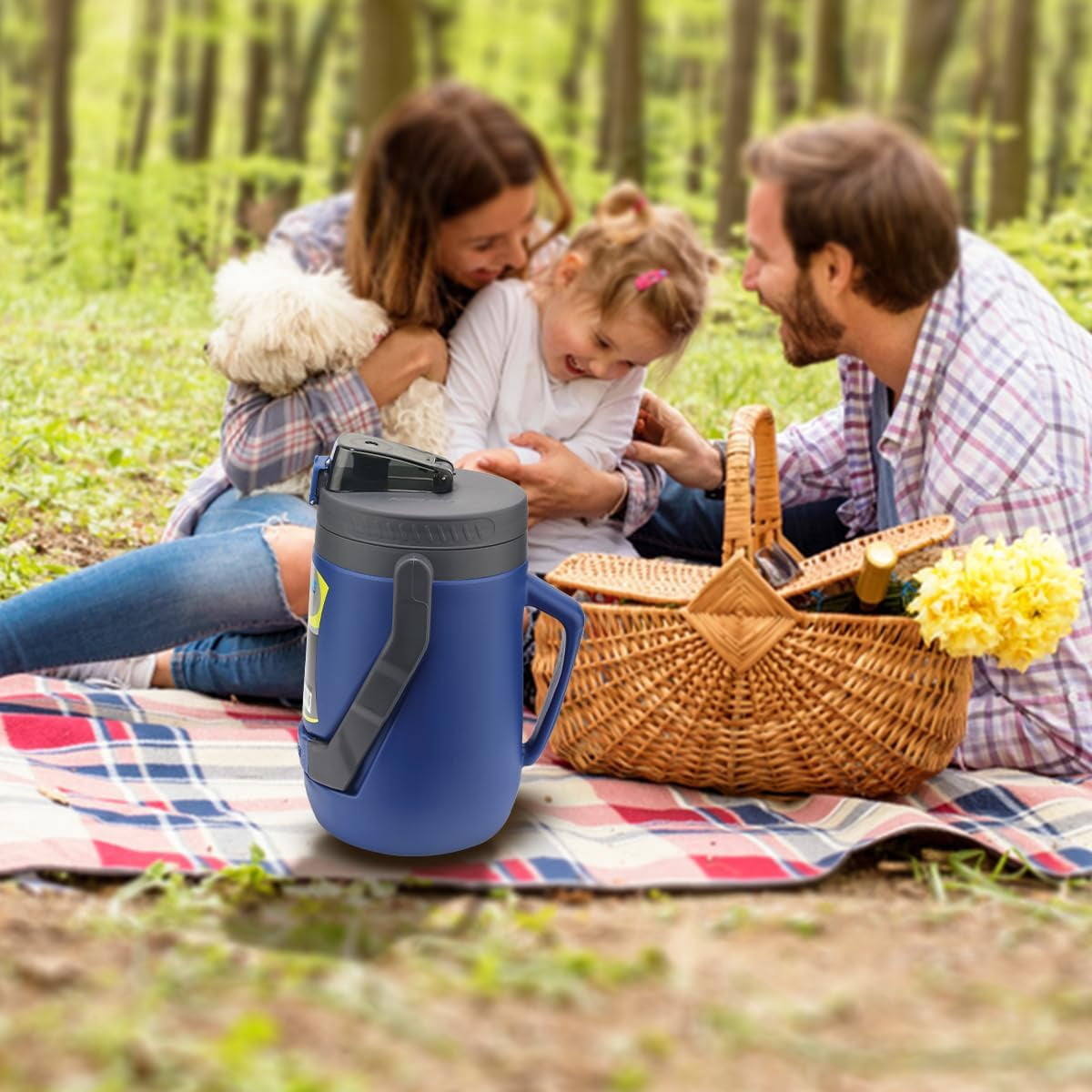 Pinnacle Thermoware Insulated Water Jug with Spout 85 Oz Large Water Bottle with Easy to Carry Handle - Blue