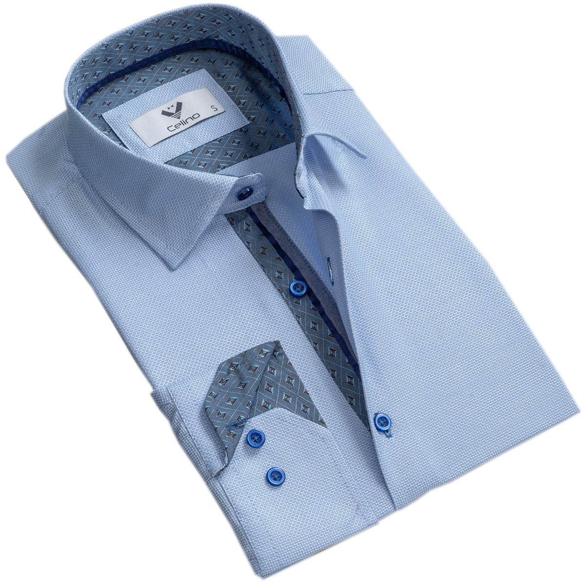 Blue White Checkered Mens Slim Fit Designer Dress Shirt - tailored ...