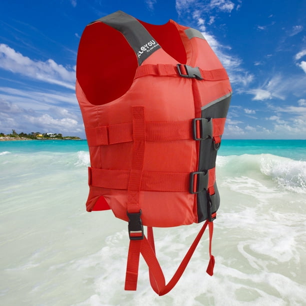 Chalecos Salvavidas Chaleco salvavidas Oxford, chaleco salvavidas portátil para navegación, accesorios para exteriores (L rojo) Sywqhk Para Estrenar