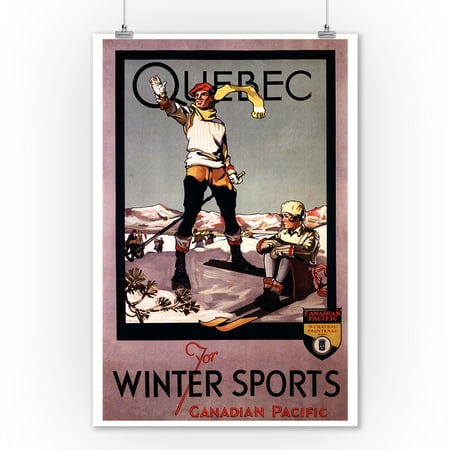 Quebec, Canada - Take Canadian Pacific Train for Skiing - Vintage Travel Poster (9x12 Art Print, Wall Decor Travel