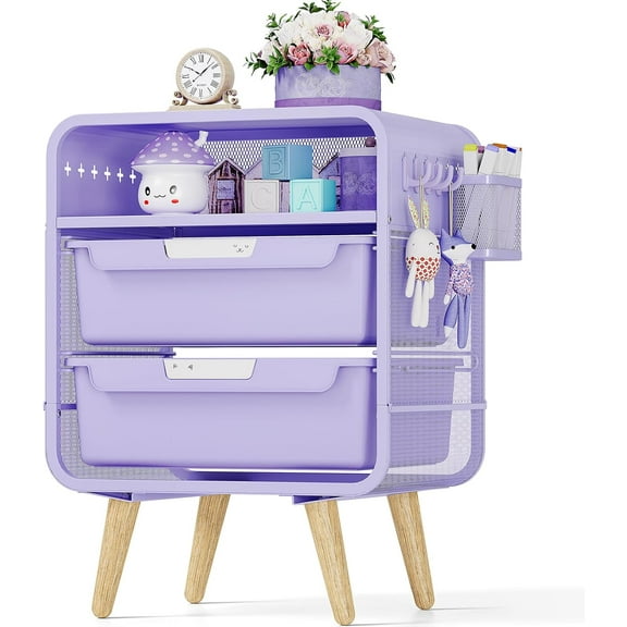 Kids Nightstand,Girls Bedside Table,Night Side Table,Kids Night Stand,End Tables Bedroom,Purple Cute Nightstand with Storage Drawer for Girls