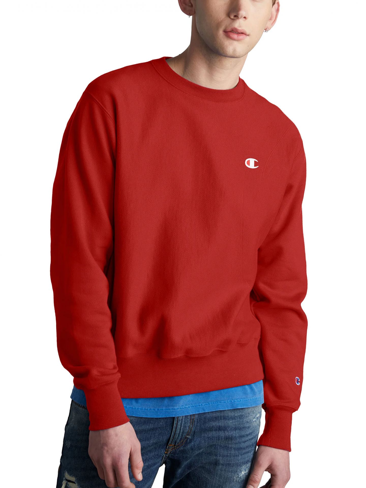 Shops Men Champion LIFE Mens Reverse Weave Sweatshirt Team Red Scarlet
