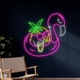 thumbnail image 2 of Handmadetneonsign Flamingo Pineapple Drinking Led Sign, Glasses Pineapple Flamingo Drink Neon Light, Wall Décor, 2 of 5