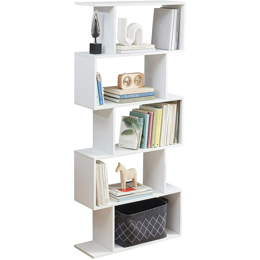 Geometric Bookcase 5 Tier Display Wood Bookshelves Tall And Narrow