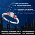 thumbnail image 2 of Gem Stone King 10K Two Tone Gold White Moissanite and Pink Moissanite Engagement Ring for Women | 0.96 Cttw | Round 5MM | Gemstone Birthstone | Size 6, 2 of 7