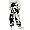 thumbnail image 4 of Feancey Fuzzy Sweatpants for Women Cow Print Pajama Bottoms Winter Comfy Plush Sleep Pants High Waisted Casual Fleece Pj Pants Loungewear White XXL, 4 of 7