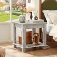 thumbnail image 4 of Buildhom Farmhouse End Table Set of 2, Large 2-Tier Side Table with Storage Shelf, Rustic Brown Square Tea Table for Living Room, Grey, 4 of 8
