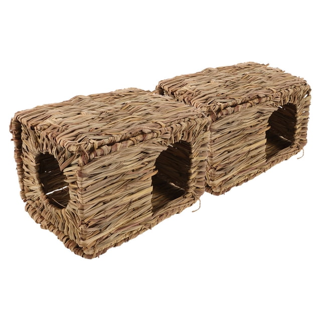 FESTFENDS 2 Pcs Cachette en Forme de Maison en Herbe pour Lapins Espace de Repos Multiple Intérieur Extérieur