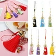 thumbnail image 4 of New Cherry Blossoms Bag Charm Phone Strap Lanyard Anti-lost Lanyard Keychain Wrist Rope Lucky Cat Tassel Phone Lanyard Cell Phone Hang Rope Bells PURPLE, 4 of 8