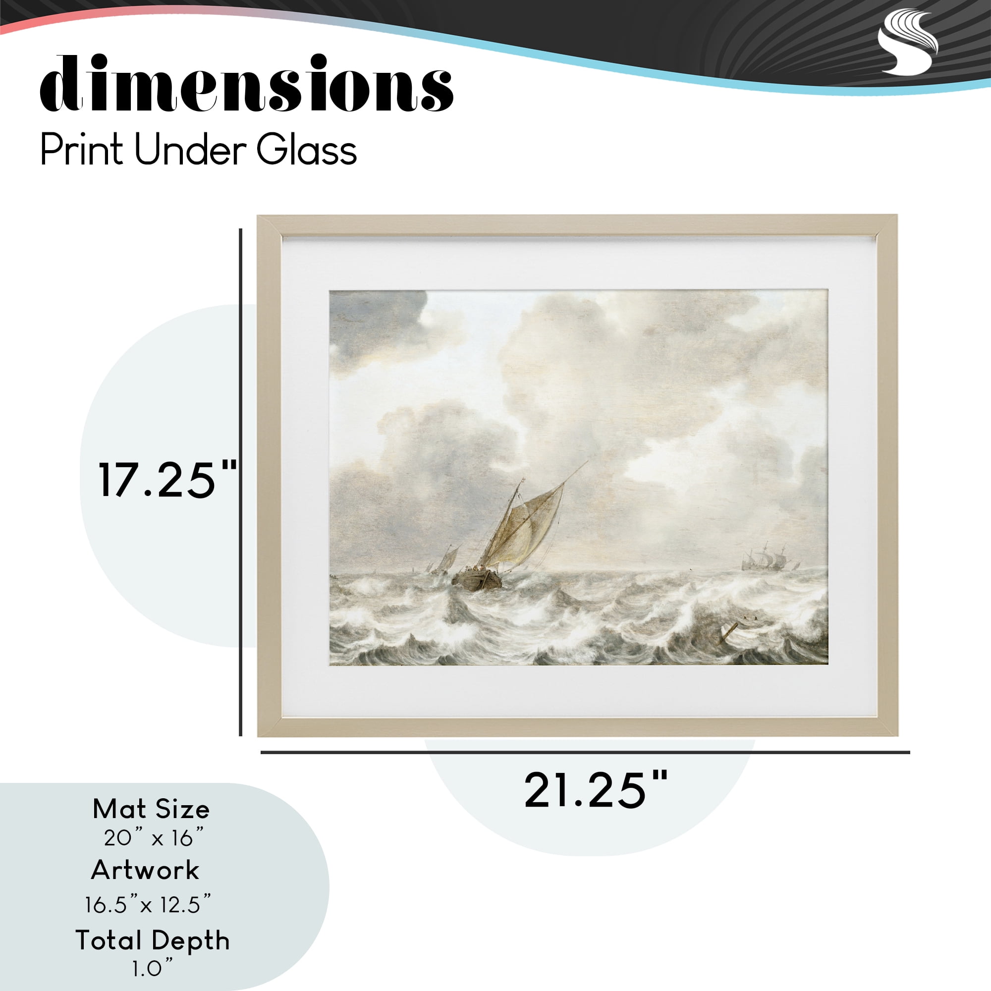 Stupell Industries Vintage Stormy Seas Birch Framed Print Under Glass, design by Leah Straatsma