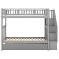 thumbnail image 3 of Bellemave Wood Twin over Twin Bunk Bed with Trundle, Storage Stairs - Separate into 2 Twin Beds - Modern, Space-Saving Design  - Gray, 3 of 9