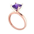 thumbnail image 2 of Clara Pucci 14K Rose Gold Solid Gold Amethyst Solitaire Anniversary Ring for Women - 2 cttw Princess Cut, 2 of 8
